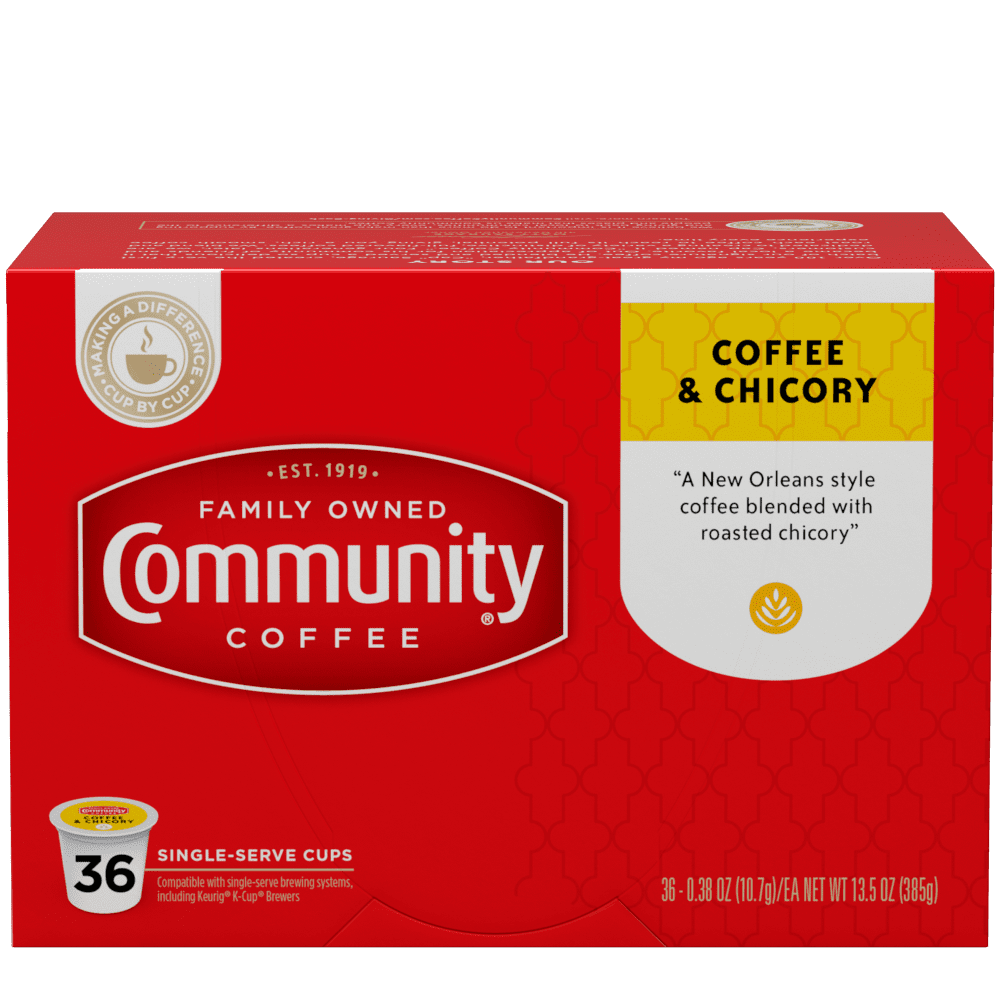 Community Coffee Coffee and Chicory Medium-Dark Roast Single Serve 36 ct Box