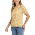 thumbnail image 4 of INSPIRAR CHIC Blusas de Chifón para Mujeres con Mangas Cortas, Con Volantes, Florales, para Trabajo y Oficina, Talla XL, Naranja y Blanco, 4 of 6