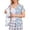 Blue, variant on Women’s Floral Print Post Surgery Recovery Shirt, Hook and Loop Front Open Short Sleeve Top with Drain Pocket Blue XL