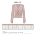thumbnail image 5 of Camiseta corta de manga larga con cuello en V y botones para mujer, camiseta informal para uso diario, 5 of 5