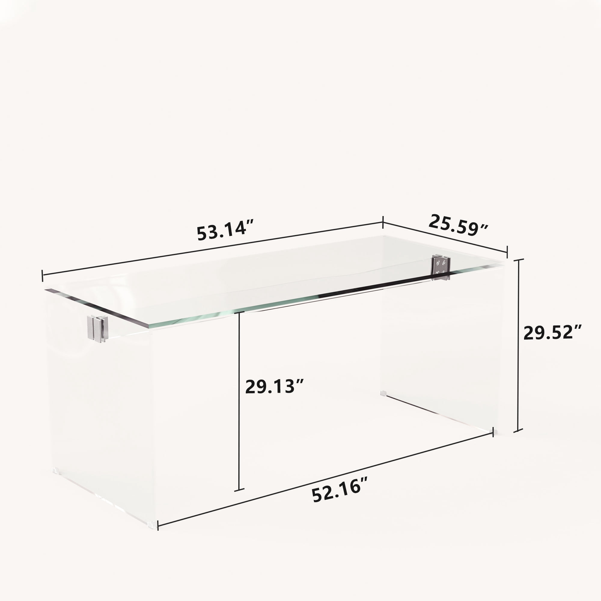 NessCarsti 53.14" Modern Tempered Glass Office Desk, Minimalist Rectangular Workstation Table, Sturdy Clear Design for Home Office & Living Room