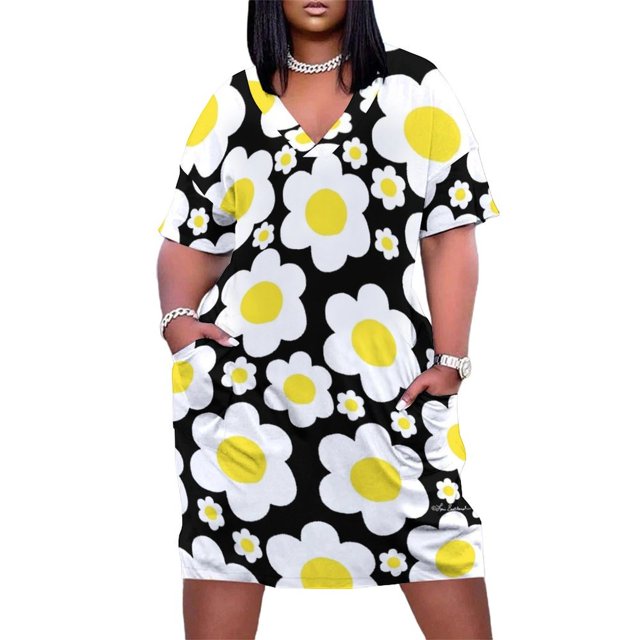 Vestido holgado Retro de margaritas y flores para mujer falda de verano vestido de fiesta elegante de lujo 60"
