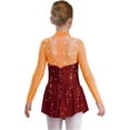 thumbnail image 2 of TTAO Girl's Jazz Latin Ballet Dance Tutu Dress Figure Ice Skating Sparkly Dancewear Gymnastics Costumes Orange&Burgundy 6, 2 of 5