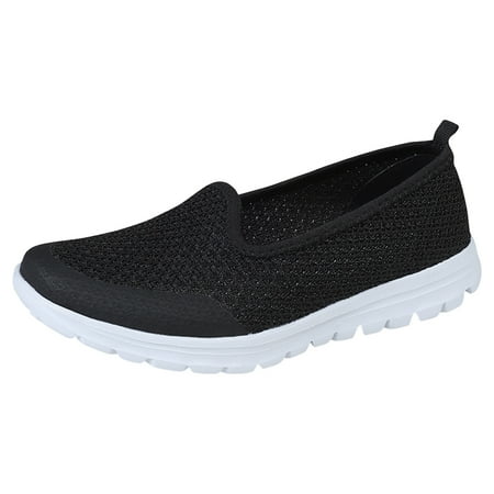 OJSFQUFP Womens Slip on Sneakers Women Casual Shoes Fashionable and Simple Solid Color New Pattern Summer Mesh Non Slip and Soft Shoes Flats Women Black 38