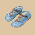 thumbnail image 6 of BRGZLK Sandals Women Versatile Plus Size Shoes Summer Flats Bohemian Rhinestone Slip On Open Toe Sandals Dressy Comfortable Elastic Ankle Strap Casual Slingback Beach Vacation Walking Sandal, 6 of 7