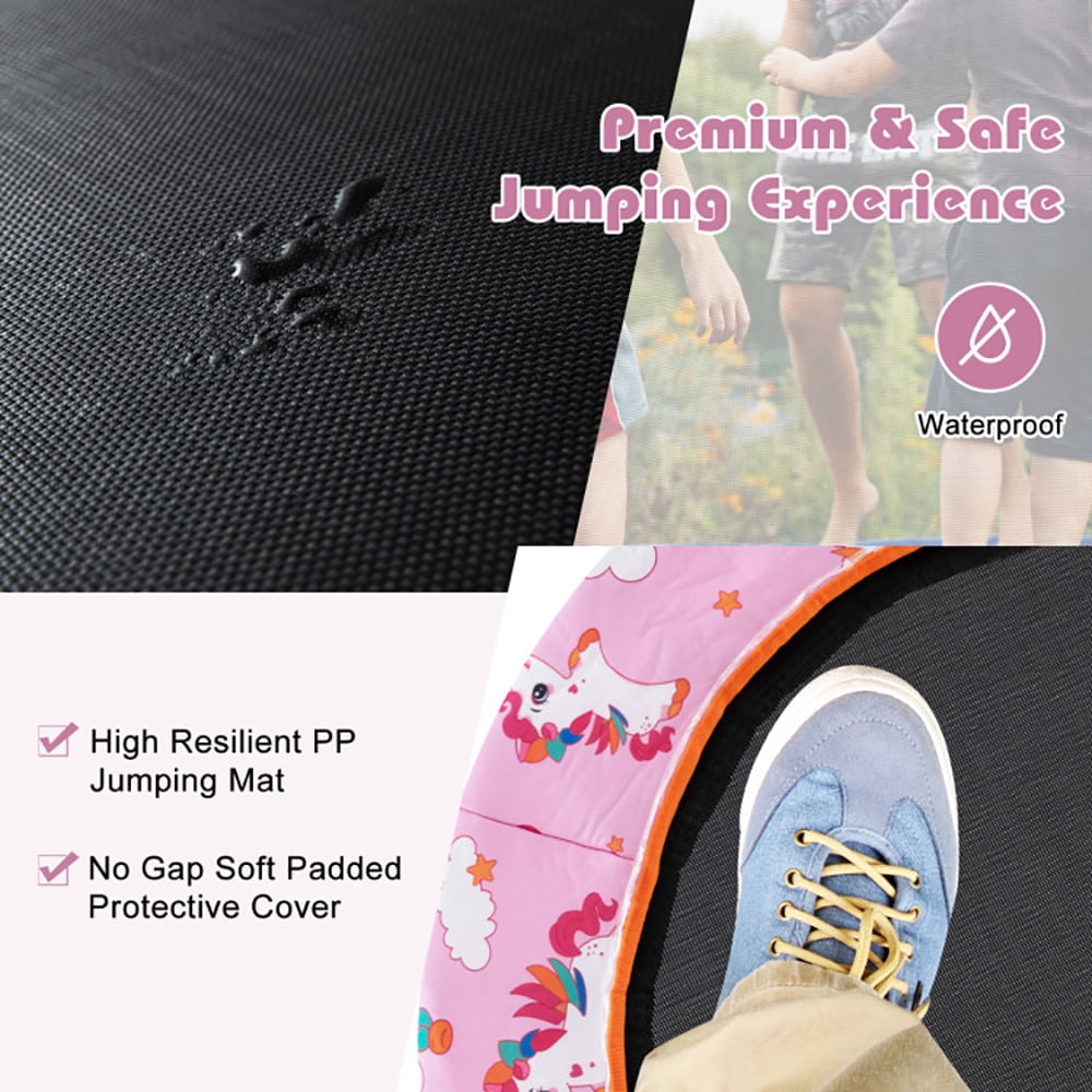 Aimee Lii 36 Inch Mini Trampoline with Colorful LED Lights and Bluetooth Speaker, Kids Trampoline Outdoor, Exercise Trampoline for Backyards-Pink