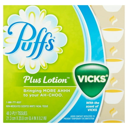 Puffs Plus Lotion With The Scent Of Vick's Facial Tissues 1 Cube Box - 48ct