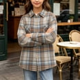 thumbnail image 6 of Kids Jacket Dqueduo Children's Gradient & Checkered Long Sleeve Lapel Shirt Mid Size Casual Loose Jacket Brown 7-8 Years, 6 of 10