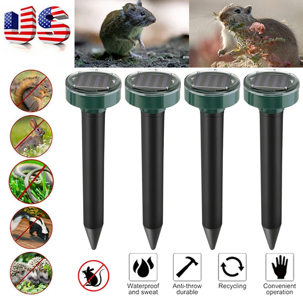 GRENCAREU Solar Mole Repellent, Ultrasonic & Solar Powered Gopher