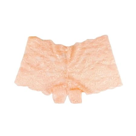 vigerkar Women Sexy Crotchless Boyshorts Underwear Bikini Cheeky Lingerie Panties Orange  M
