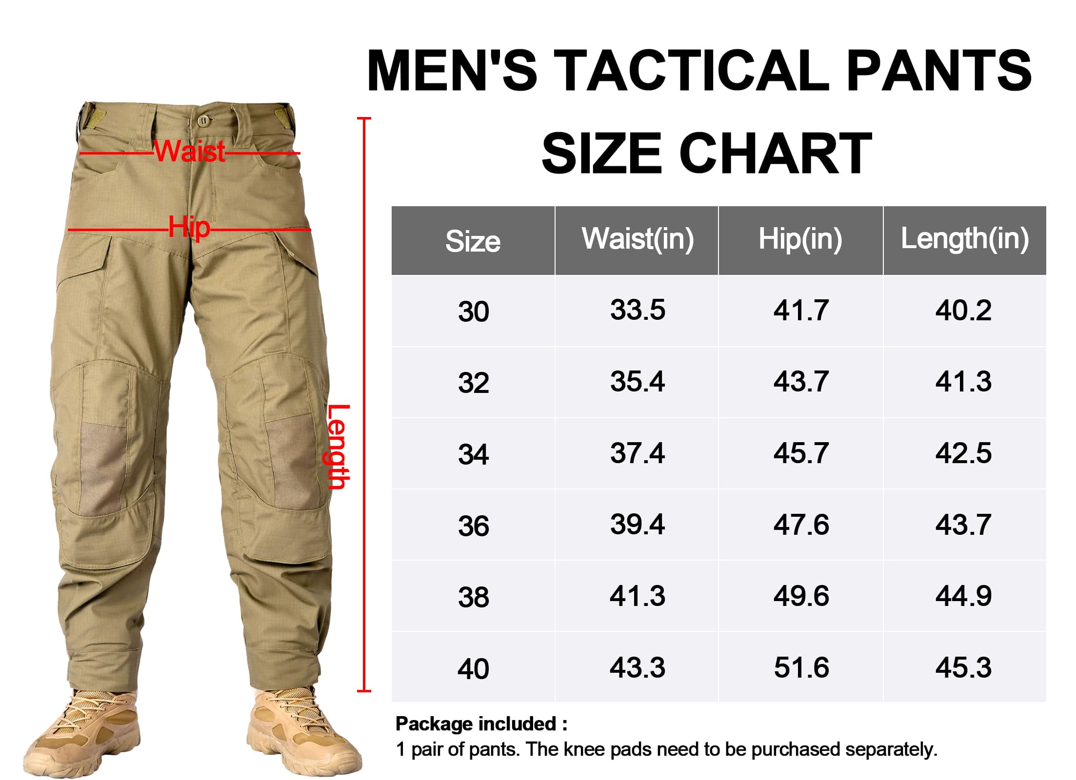 Men's Camo Cargo Pants, Water Resistant Hiking Work Pants with Multi-Pockets, Outdoor Ripstop Camouflage Trousers (No Knee Pads)