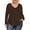 Brown, variant on JYLFC Womens Plus Size Shirts V Neck Long Sleeve Tee Solid Tops, White 2XL