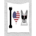 thumbnail image 1 of Bulldog Tapestry, Funny Print of I Love Dogs American Flag in a Heart Animal in Sunglasses, Wall Hanging for Bedroom Living Room Dorm Decor, 60W X 80L Inches, White and Multicolor, by Ambesonne, 1 of 2