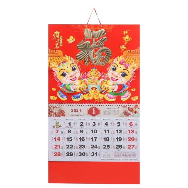 EeaseCA Calendrier Suspendu pour la Maison Dragon Année Calendrier Suspendu Mensuel Calendrier Mural Quotidien pour la Maison