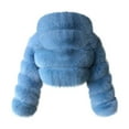 thumbnail image 5 of Womens Short Faux Fur Coat Plus Size 2024 Winter Warm Furry Fleece Cropped Jacket Long Sleeve Fur Coats Jackets Sky Blue M, 5 of 5