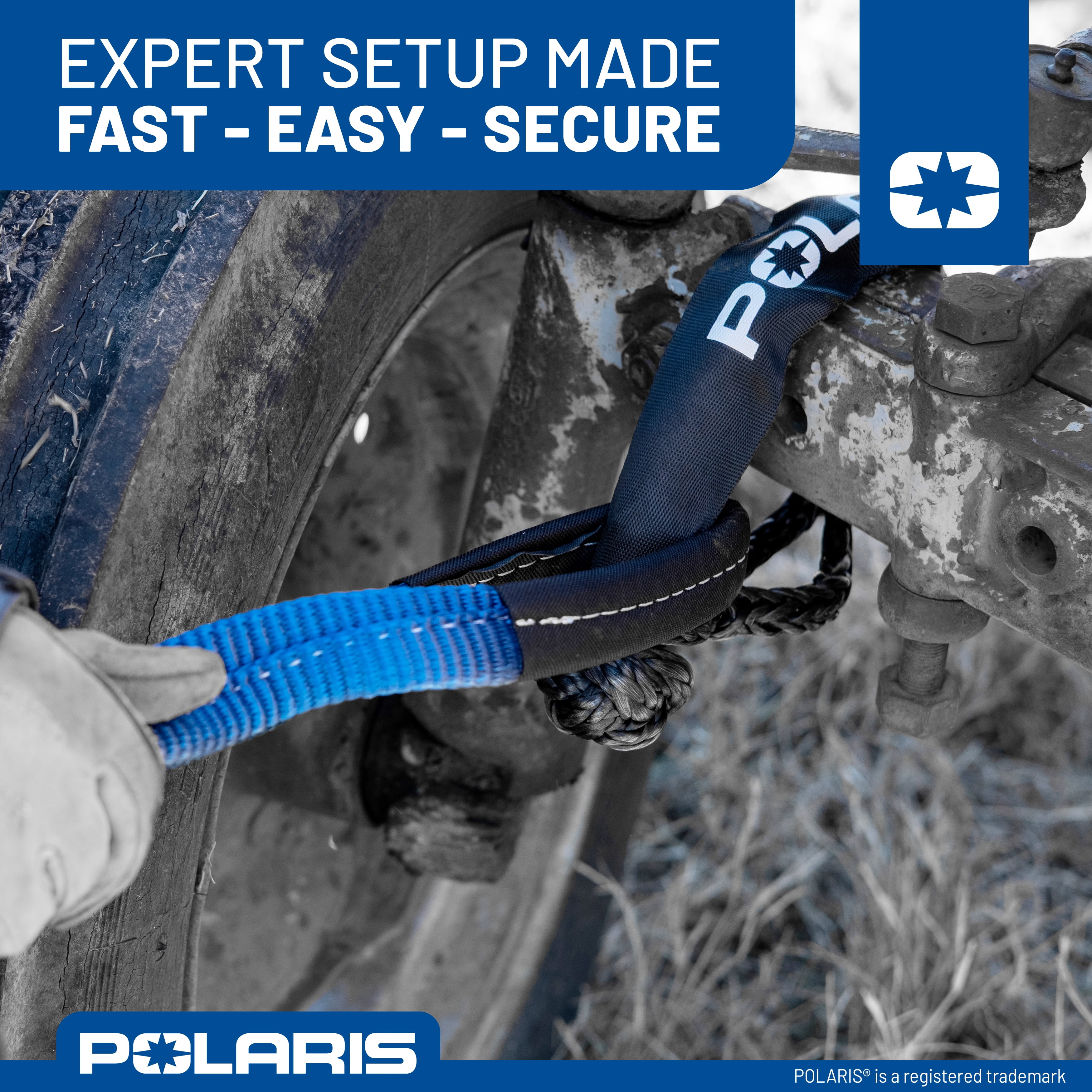 Polaris Tow Strap 2" x 20', Medium Duty Recovery Tow Strap