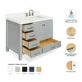 thumbnail image 3 of ARIEL Cambridge 43 Inch Grey Bathroom Vanity with Single Sink, Solid Wood, White Quartz Countertop, 1.5-Inch Edge, Right Rectangular Undermount Sink, 2 Soft Closing Doors, 5 Drawers, 3 of 10