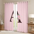 thumbnail image 2 of Erosebridal A Personalized Initial Girl Black Out Curtains,Teens Floral Rose Flowers Curtains Pack of 2 (42x63 Each), 2 of 6