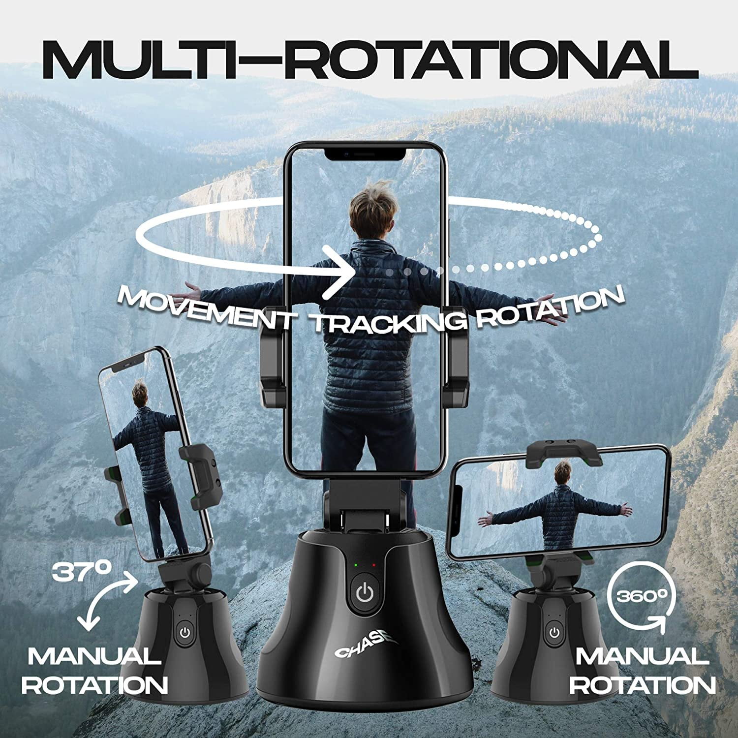 iJoy Chase Robot Phone Stand Auto Face Tracking Tripod 360 Rotation for Cell Phones