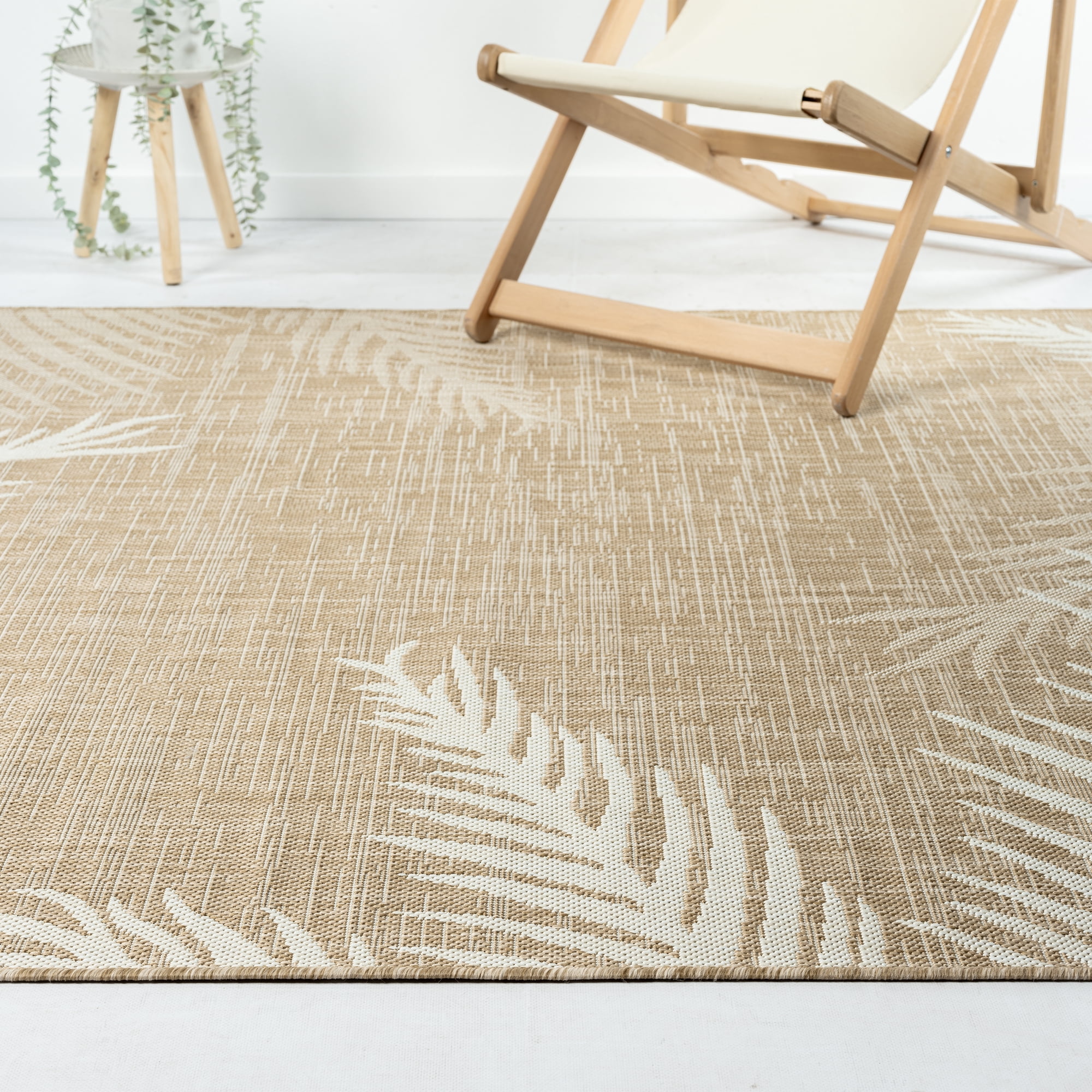 Ox Bay Carmindy Tropical Palms Indoor/Outdoor Area Rug, Beige/Ivory, 6'6" x 9'