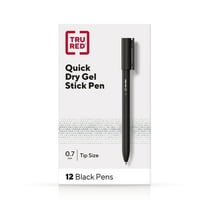 Staples TRU RED Quick Dry Gel Pens Med Point 0.7mm Blk Dozen TR54480