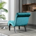 thumbnail image 3 of Tcbosik Modern Accent Chair, Upholstered Armless Chair with Button Tufted Back and Wood Legs, Single Sofa Chair, Lounge Chair for Living Room, Bedroom, Teal, 3 of 9