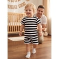 thumbnail image 4 of BemeyourBBs Toddler Baby Boy Girl Baby Summer Clothes Infant Baby Boy Girl 2 Piece Outfit Adorable Striped Short Sleeve T Shirt Tops with Shorts Set Homewear Loungwear, 4 of 9