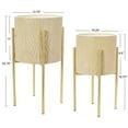 thumbnail image 2 of Main + Mesa Modern Boho Embossed Metal Planters with Stands, Cream and Gold, Set of 2 Sizes, 2 of 10