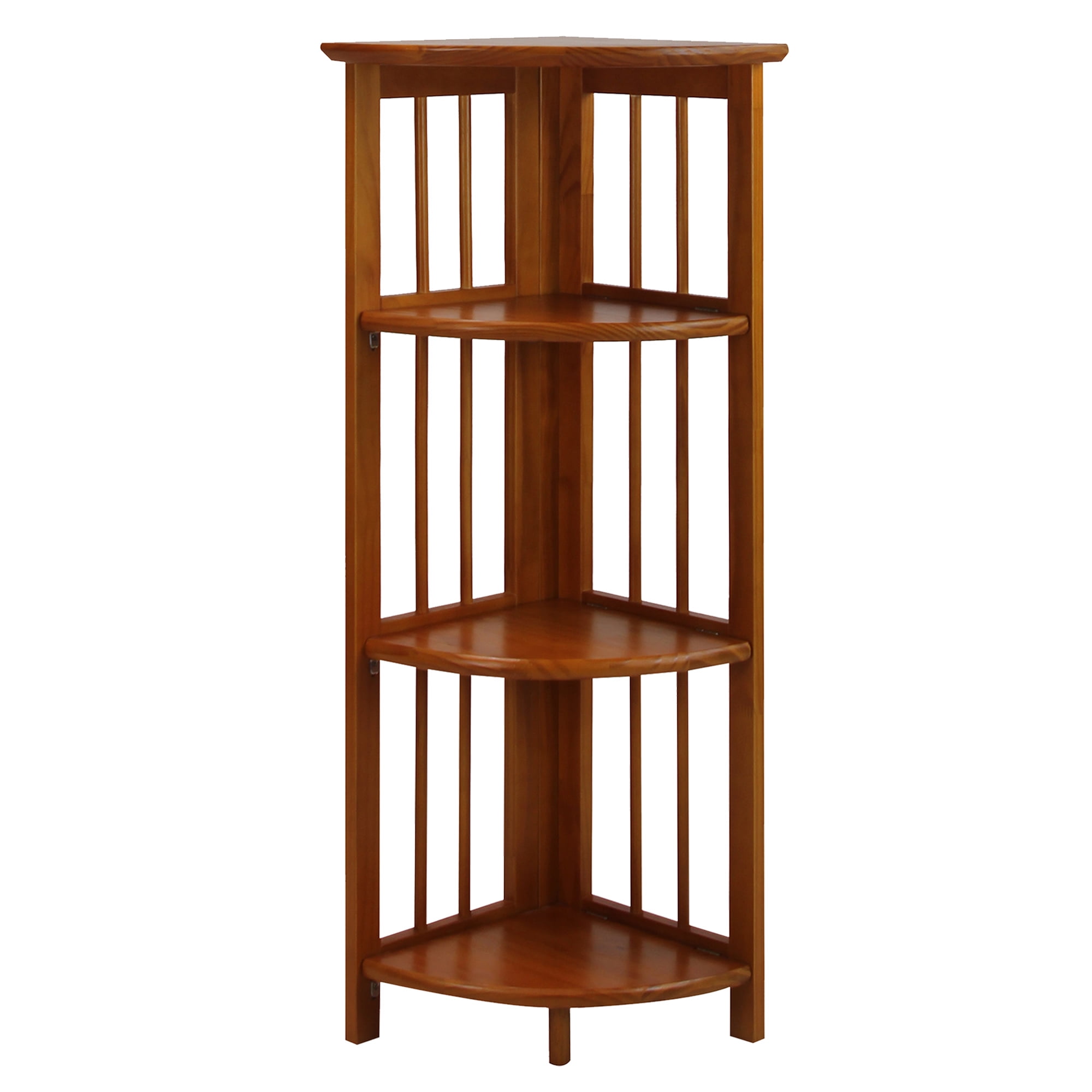 4 Shelf Corner Folding Bookcase Wood Display Rack Open Shelves Book 4 Shelf Corner Folding Bookcase Wood Display Rack Open Shelves Book Shelving Top
