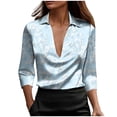 thumbnail image 3 of TaTaai Women's Fashion Spring/Summer Fashion Printed 3/4/7 Sleeve Collar Deep V-neck Top Gift, 3 of 6