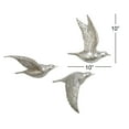 thumbnail image 4 of DecMode Silver Polystone Metallic 3D Sculpted Bird Wall Decor (3 Count), 4 of 14