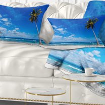 Designart Calm Summer Vacation Beach Philippines - Modern Seascape Throw Pillow - 12x20