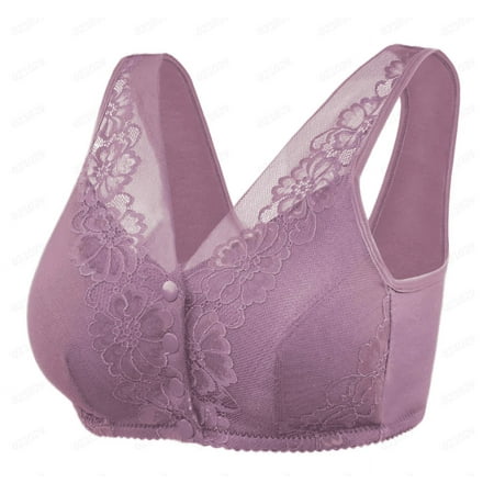 

3-Pack Bras for Women Lace Front Button Shaping Cup Shoulder Strap Large Size Underwire Bras