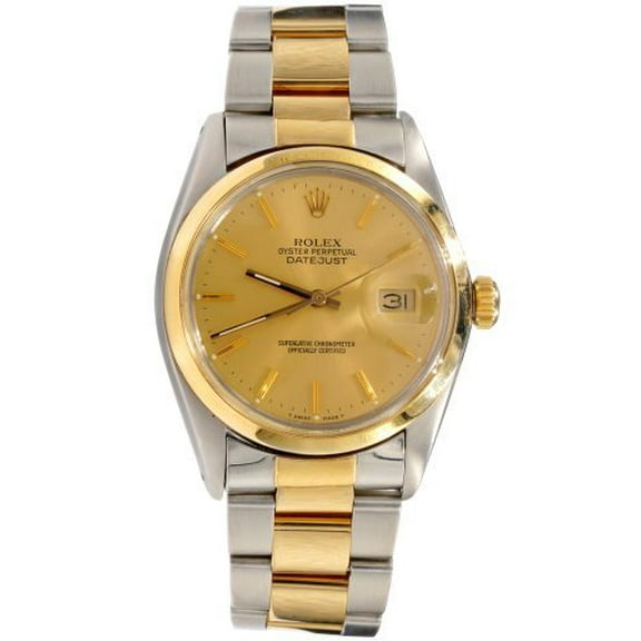 Pre-Owned Mens 2Tone Rolex Datejust Watch Gold Champagne Dial 16003