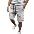 thumbnail image 2 of Bermuda Cargo Shorts for Men Summer Casual Elastic Waist Straight Leg Slim Fit Work Shorts with Pockets, 2 of 8