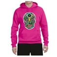 thumbnail image 2 of Day Of The Dead Calavera Skull Colorful Trippy | Mens Pop Culture Hooded Sweatshirt Graphic Hoodie, Fuschia, Medium, 2 of 4