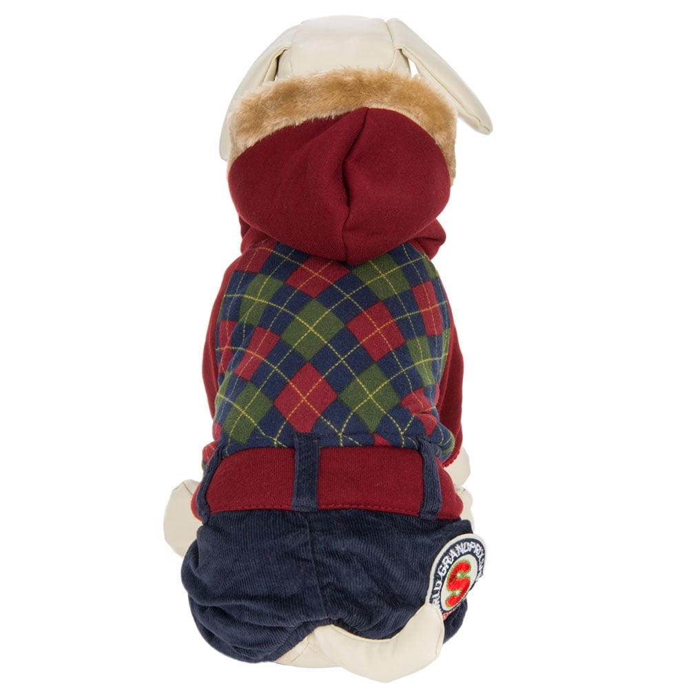 CUECUEPET Hoodie Cotton Gender Neutral Jacket for Small to Medium Sized Dogs (Red / Green Plaid) [Multiple Sizes Available]