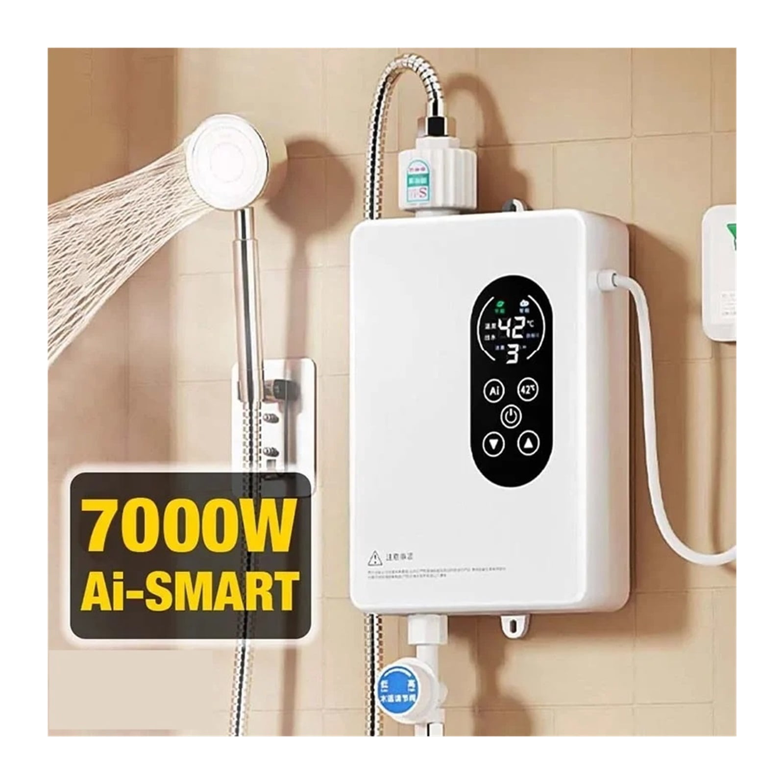 5500/7000W Instant Water Heater Smart Electric Shower Tankless Instant Water Heater Thermostat For Bathroom Kitchen ,Compact Design