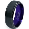 thumbnail image 1 of P. Manoukian Tungsten Wedding Band Ring 8mm for Men Women Purple Black Beveled Edge Brushed Polished Lifetime Guarantee Size 15, 1 of 4