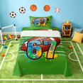 thumbnail image 2 of Manfei Boys Rugby Twin Sheets, Sport Bedding, Green Multicolor 3-Piece(1 Flat Sheet, 1 Fitted Sheet and 1 Pillowcase), 2 of 6