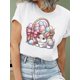 thumbnail image 2 of Camiseta gráfica de conejito de Pascua y canasta de huevos para mujer: camiseta informal de manga corta con cuello redondo gris, 100 % algodón suave, camiseta lavable a máquina para adultos, hombres,, 2 of 7