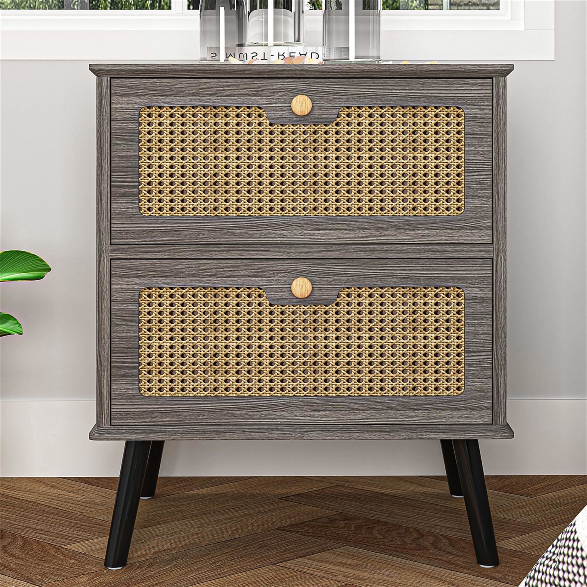 Kadyn Nightstand, Bedside Table with 2 Drawers, Nightstand Side Table for Living Room, Gray Kadyn Nightstand, Bedside Table with 2 Drawers, Nightstand Side Table for Living Room, Gray