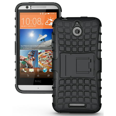 NAKEDCELLPHONE BLACK GRENADE GRIP RUGGED TPU SKIN HARD CASE COVER STAND FOR HTC DESIRE 510 PHONE (Boost Mobile, Sprint, Virgin Mobile, Cricket,