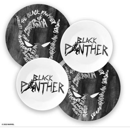Corelle Black Panther Plates Set, 4-pack