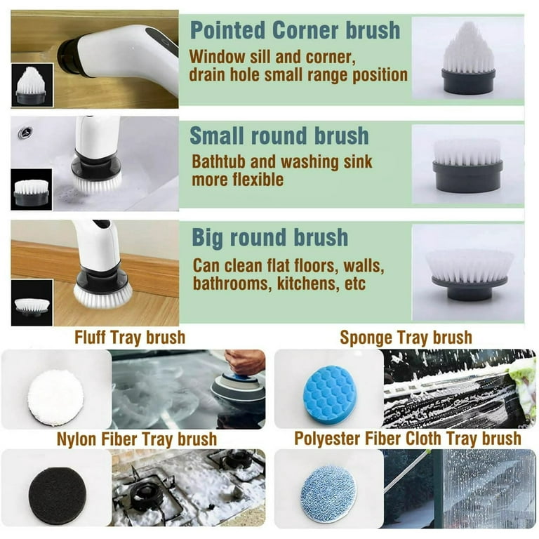 Mini Cordless Power Scrubber NEW - 4 type cleaning brush