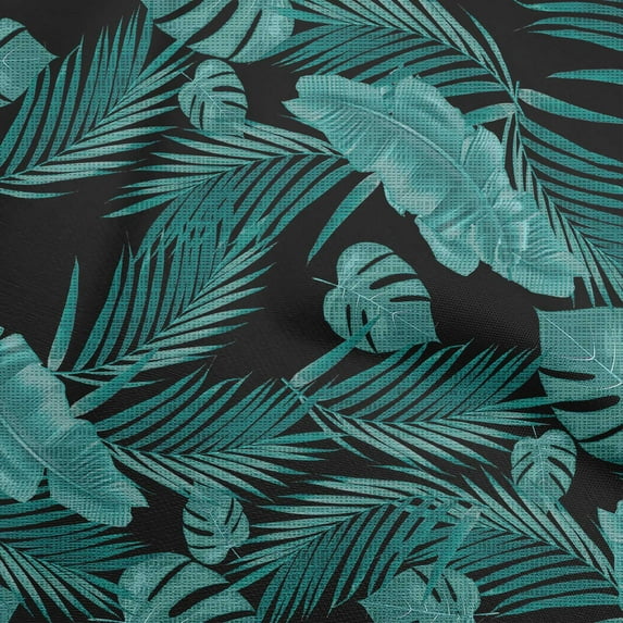 oneOone Georgette Viscose Dark Teal Green Fabric Tropical Leaf Sewing Material Print Fabric By The Yard 42 Inch Wide
