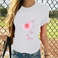 thumbnail image 2 of WREESH Womens Fashion T-Shirts Spring Summer Casual Round Neck Printed Short Sleeved T-Shirt Top Pullover White, 2 of 6