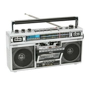 QFX Bluetooth Battery Cassette Player Portable AM/FM Radios, Silver