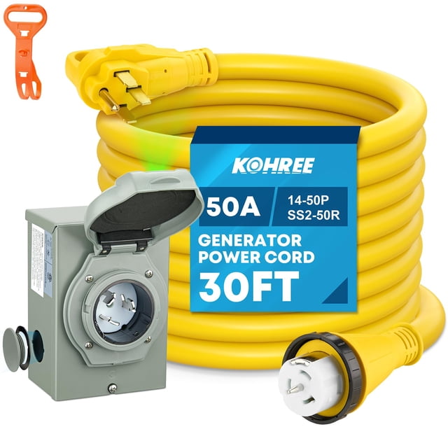 Kit de cable de generador y caja de entrada de alimentación Kohree 50A 30m