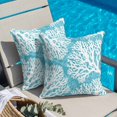 thumbnail image 4 of Throw Pillow Covers, Aqua Blue Coastal Decorative Throw Pillow Covers 18x18 Inch, Summer Nautical Ocean Beach Square Linen Pillow Cases for Couch/Living Room/Sofa, 4 of 9